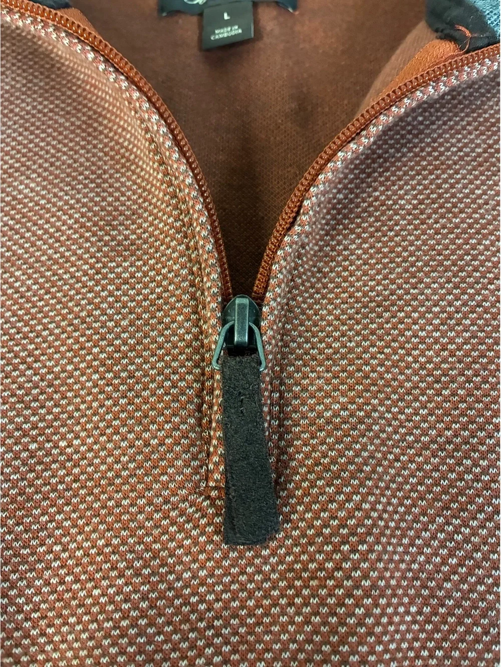 Tasso Elba Men’s Large Rust Quarter Zip Pullover Textured Quiet Luxury Preppy